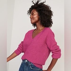 Old Navy V-Neck Mélange Shaker-Stitch Cocoon Sweater